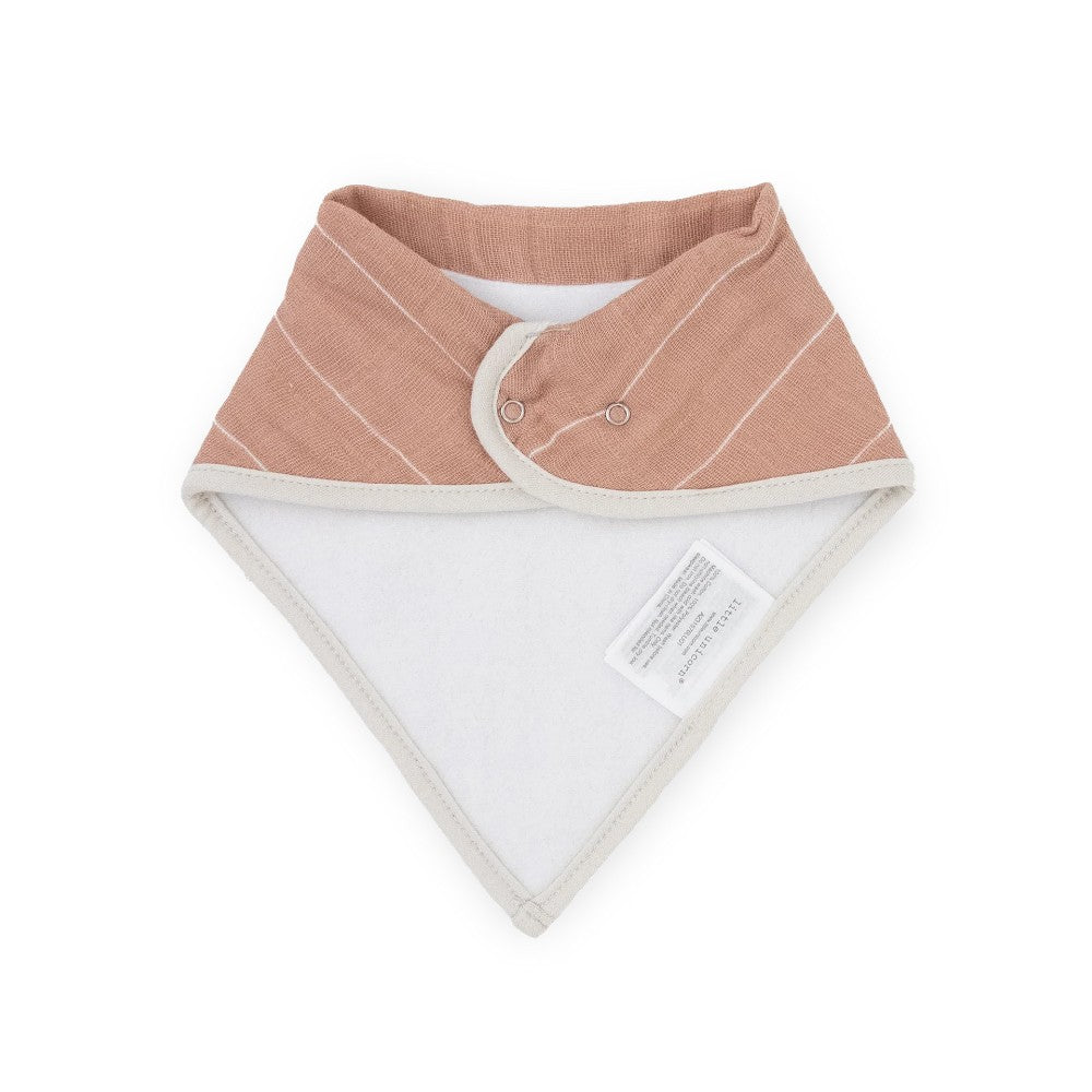Cotton Muslin Fleece Bandana Bib - 4pk - Mauve Stripe