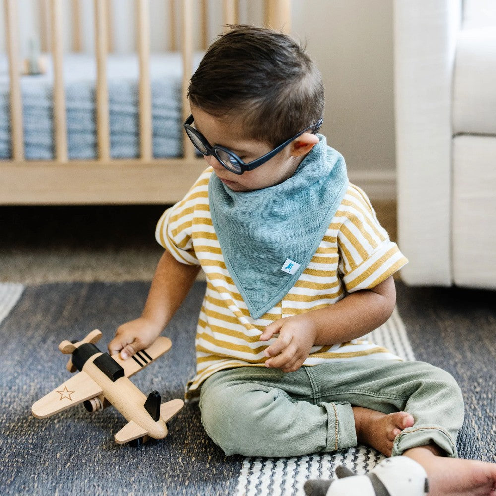Cotton Muslin Fleece Bandana Bib - 4pk - Sea