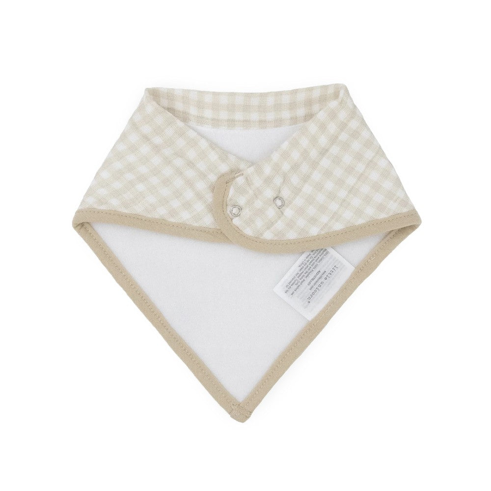 Cotton Muslin Fleece Bandana Bib - 4pk - Taupe Cross