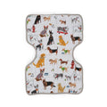 White Dog themed textured muslin cotton burp cloth on a white background