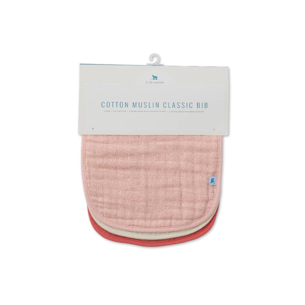 Muslin Classic Bib 3pk - Rose Petal