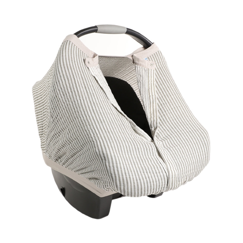 Muslin Baby Capsule Cover - Grey Stripe