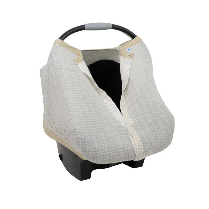 Muslin Baby Capsule Cover - Tan Gingham