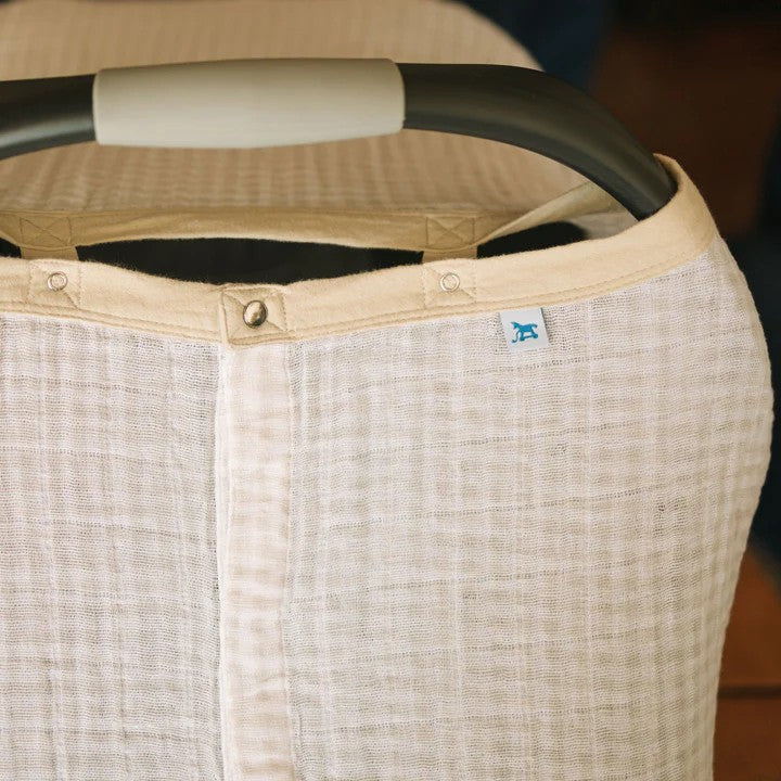 Muslin Baby Capsule Cover - Tan Gingham