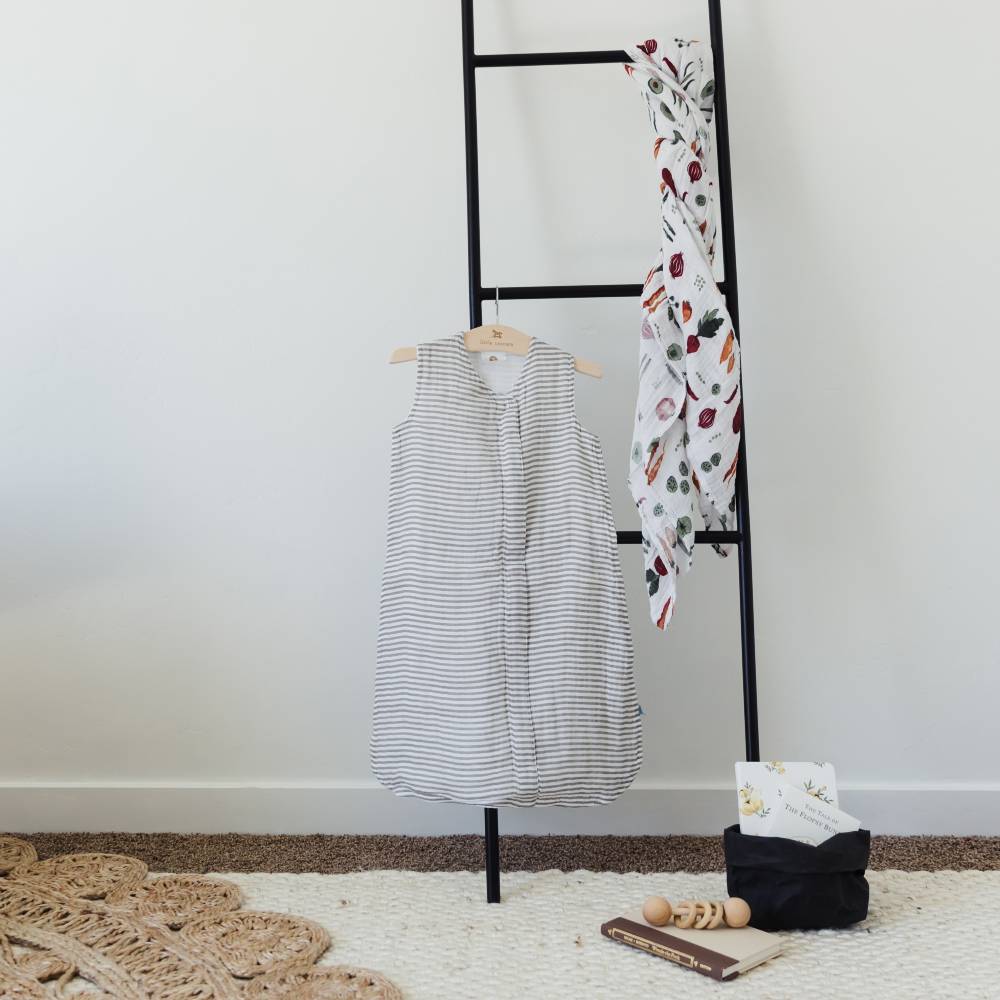 1.0 Muslin Sleeping Bag - Grey Stripe