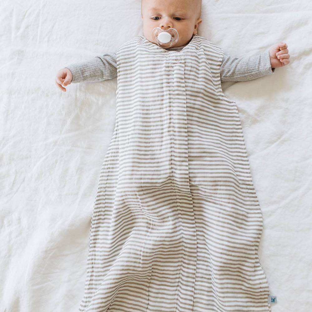 1.0 Muslin Sleeping Bag - Grey Stripe