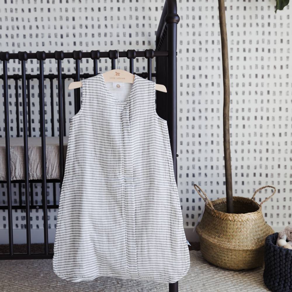 1.0 Muslin Sleeping Bag - Grey Stripe