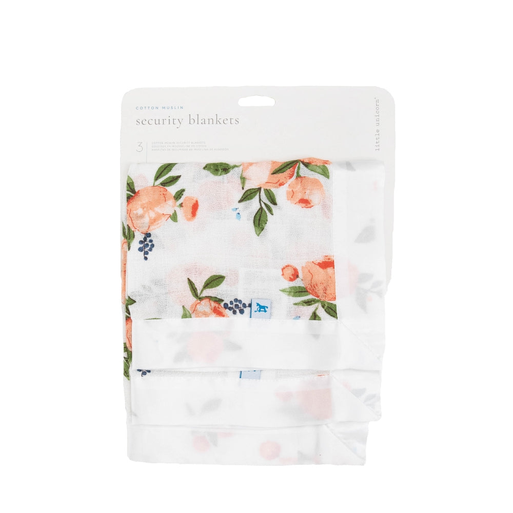 Muslin Security Blanket 3pk - Watercolour Rose