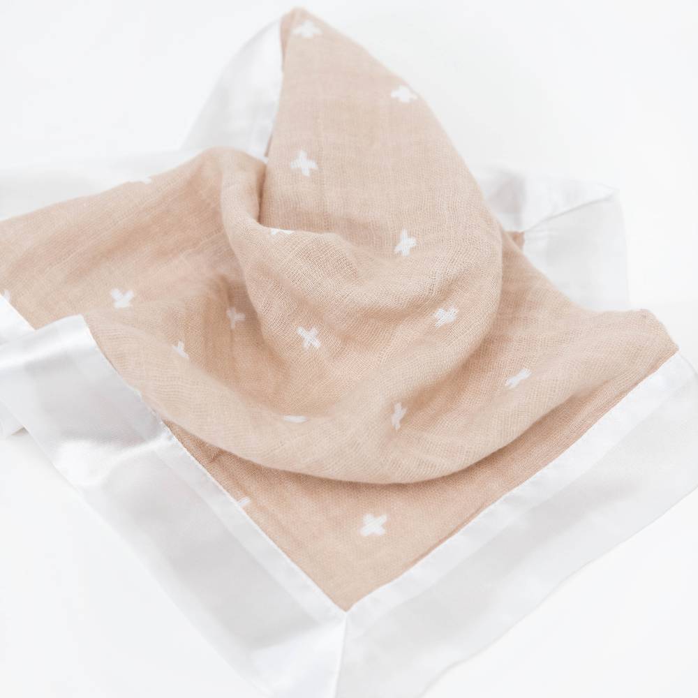 Muslin Security Blanket 3pk - Taupe Cross