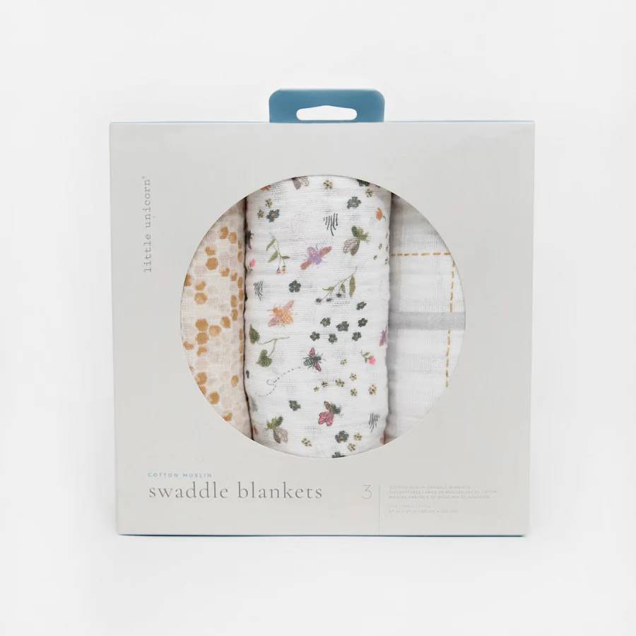Muslin Swaddle Gift Set  - Garden Bees