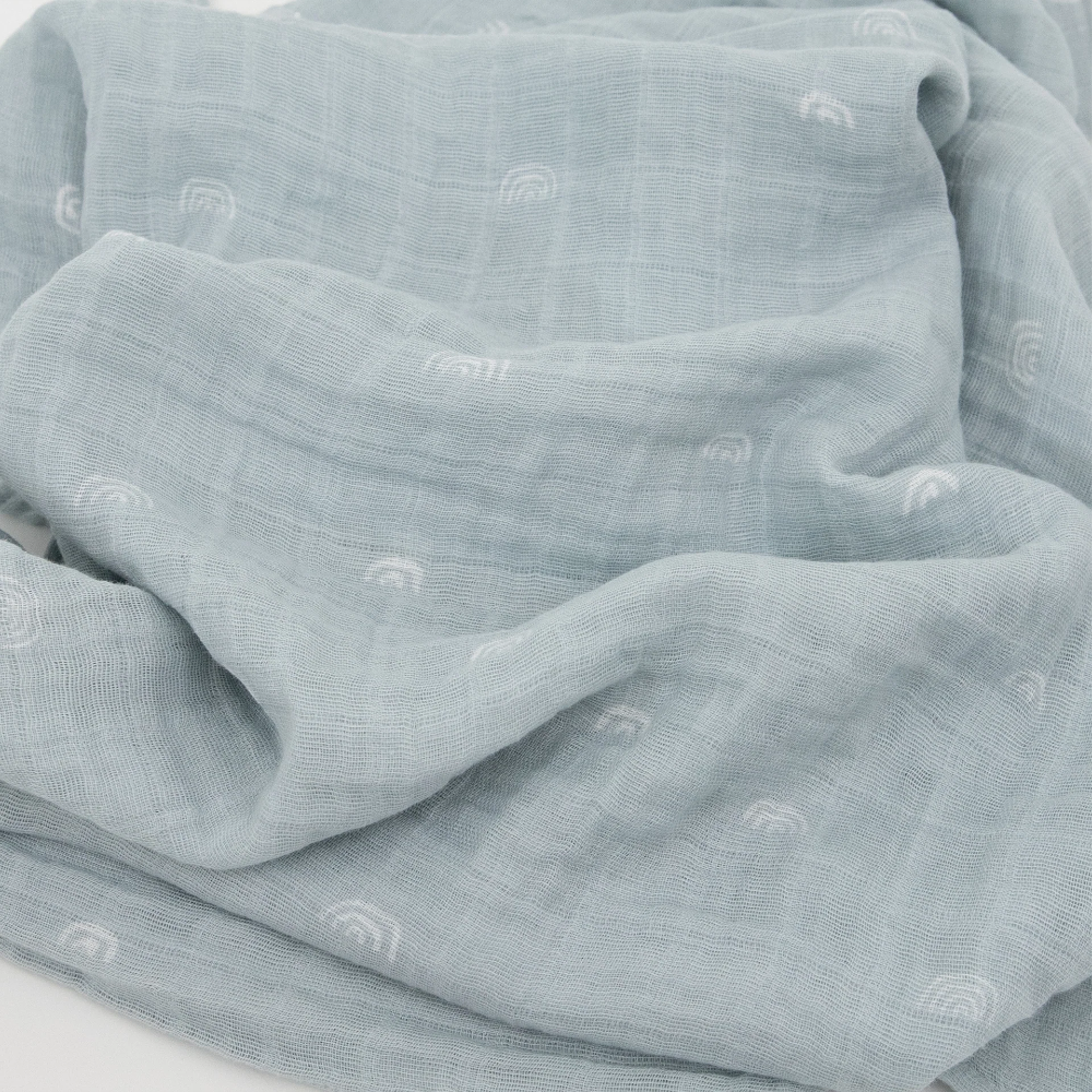Muslin Swaddle Wrap - Blue Rainbow