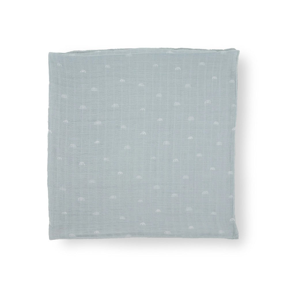 Muslin Swaddle Wrap - Blue Rainbow