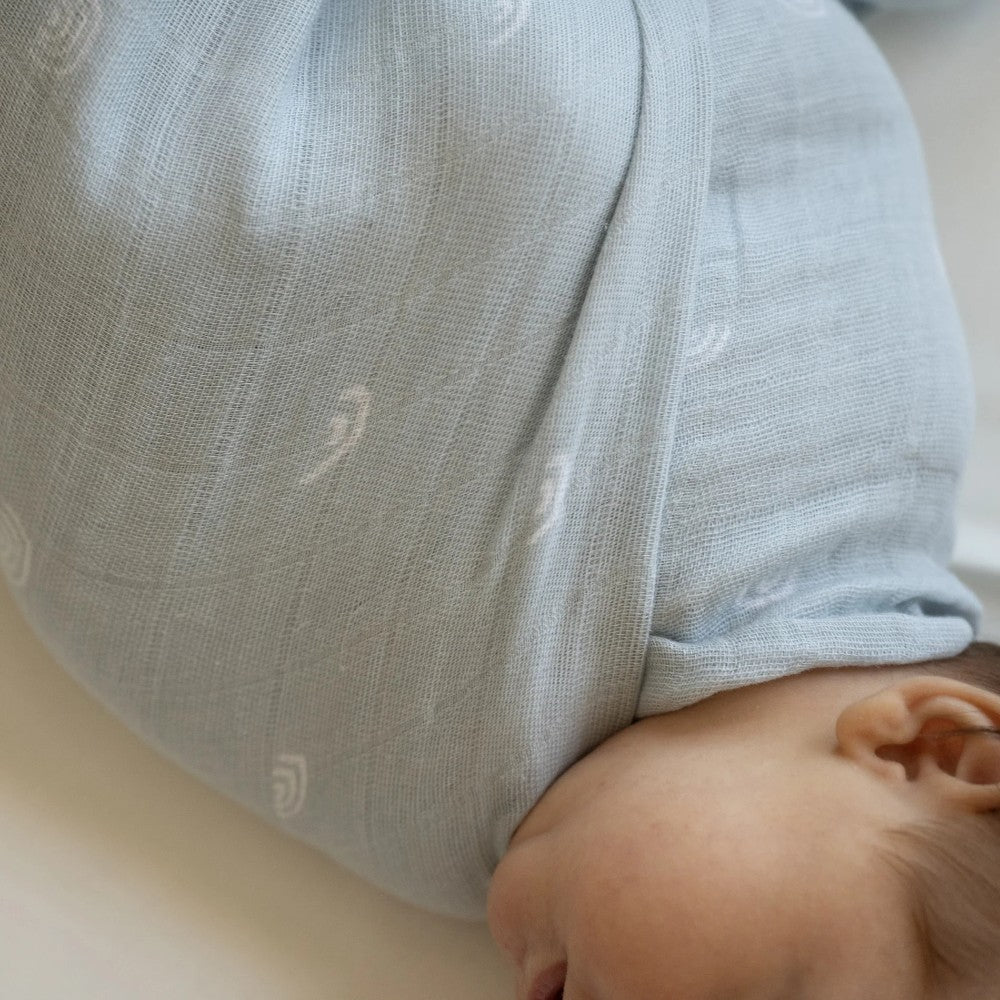 Muslin Swaddle Wrap - Blue Rainbow