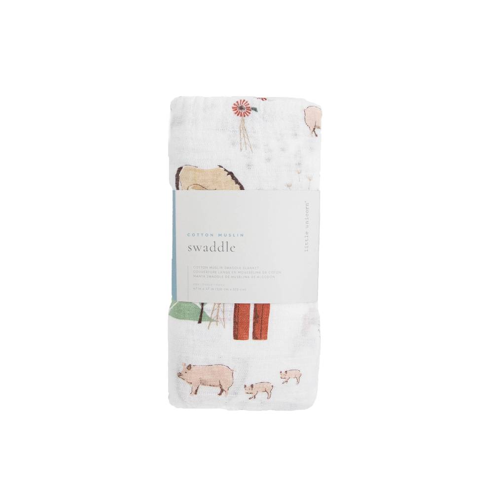 Muslin Swaddle Wrap - Farmyard