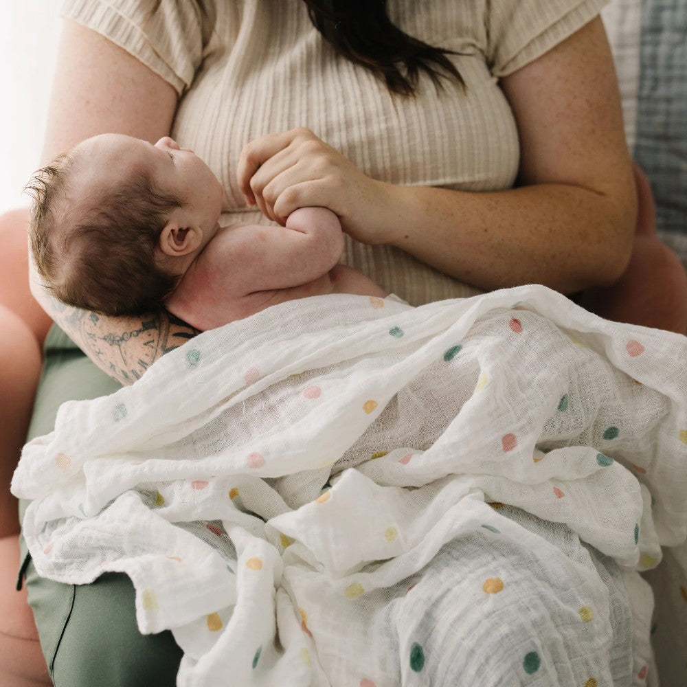 Muslin Swaddle Wrap - Party Dots