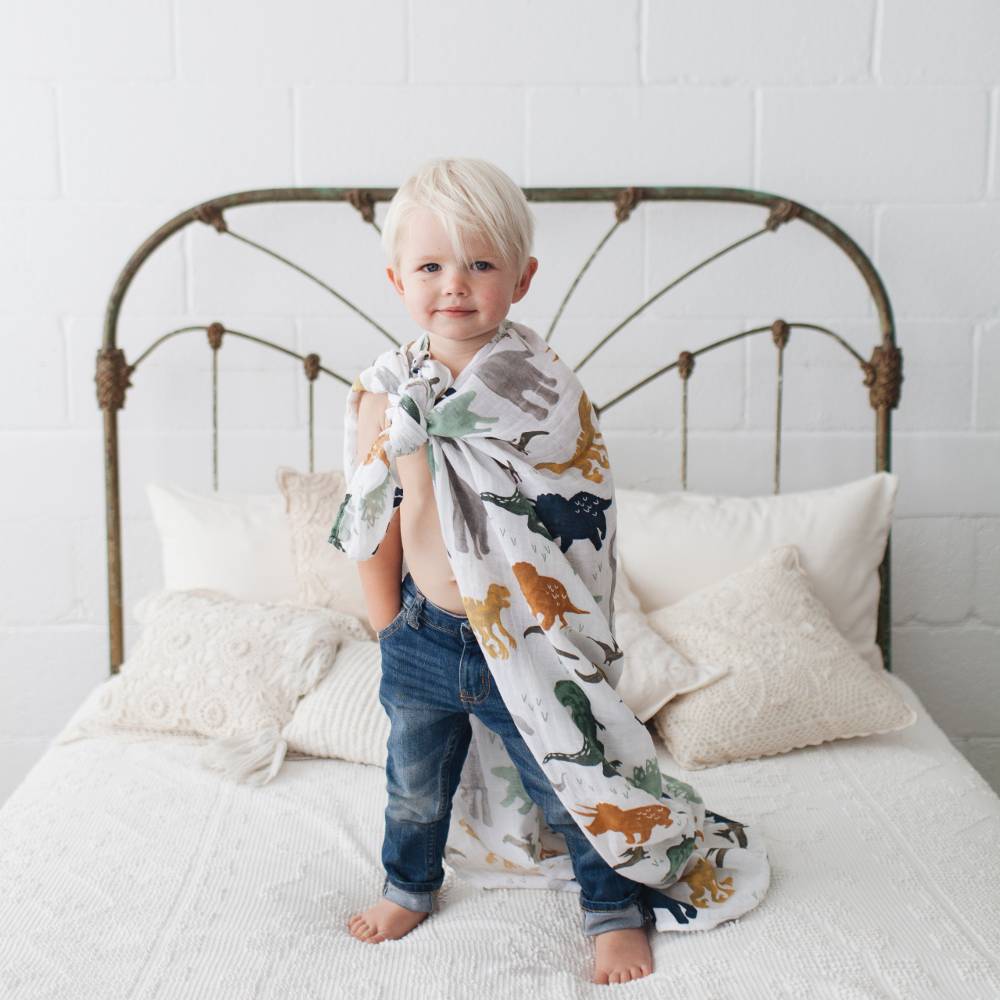 Muslin Swaddle Wrap - Dino Friends