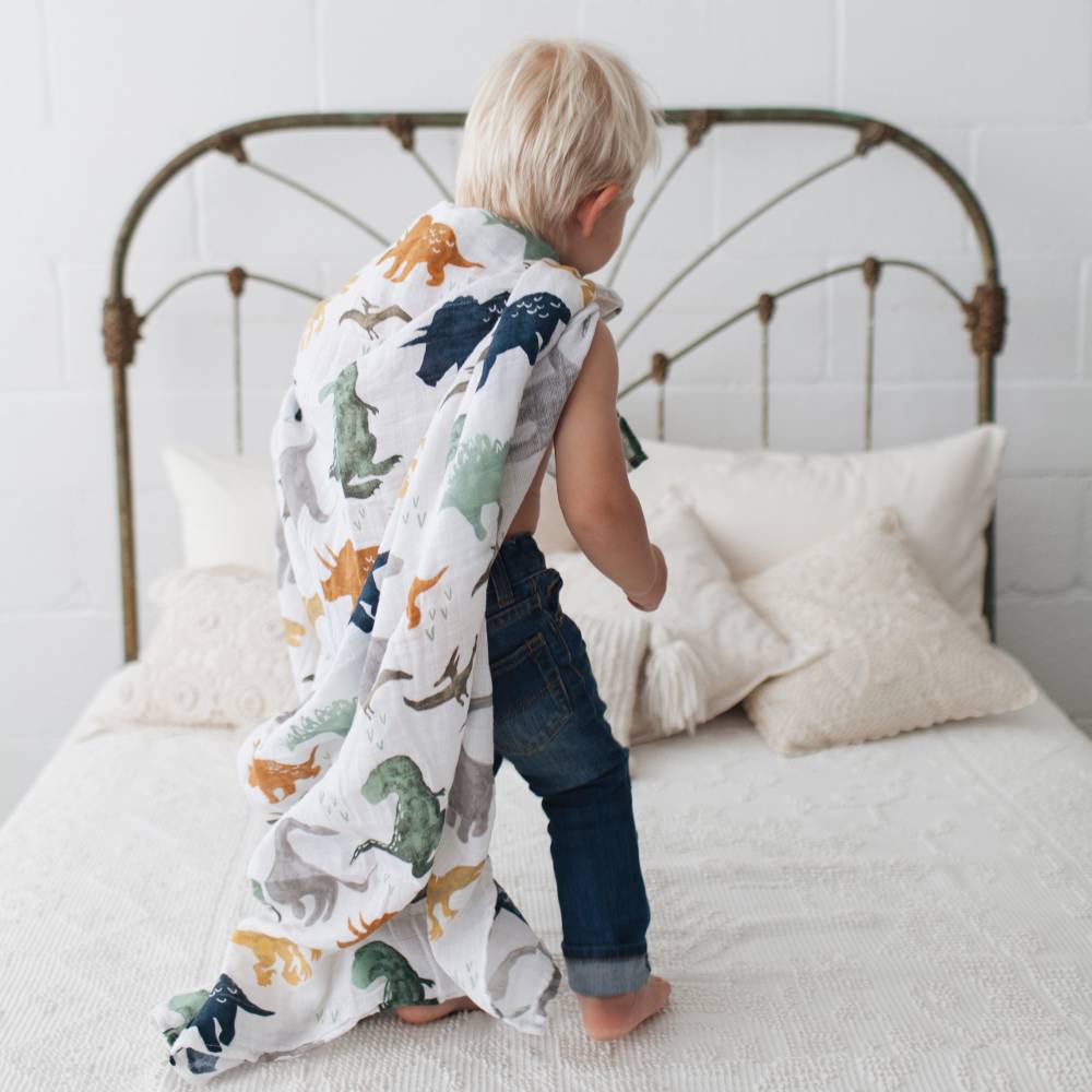 Muslin Swaddle Wrap - Dino Friends