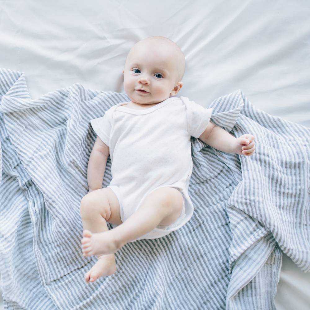 Muslin Swaddle Wrap - Grey Stripe