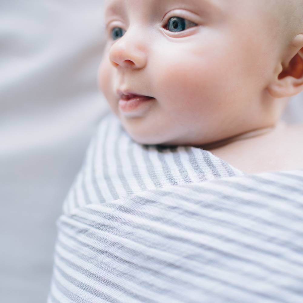 Muslin Swaddle Wrap - Grey Stripe