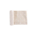 Beige textured muslin fabric swaddle
 with cross patterns on a white background