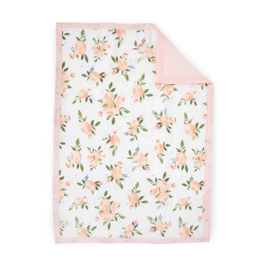 Muslin Cot Bedding Set - Watercolour Roses Grande