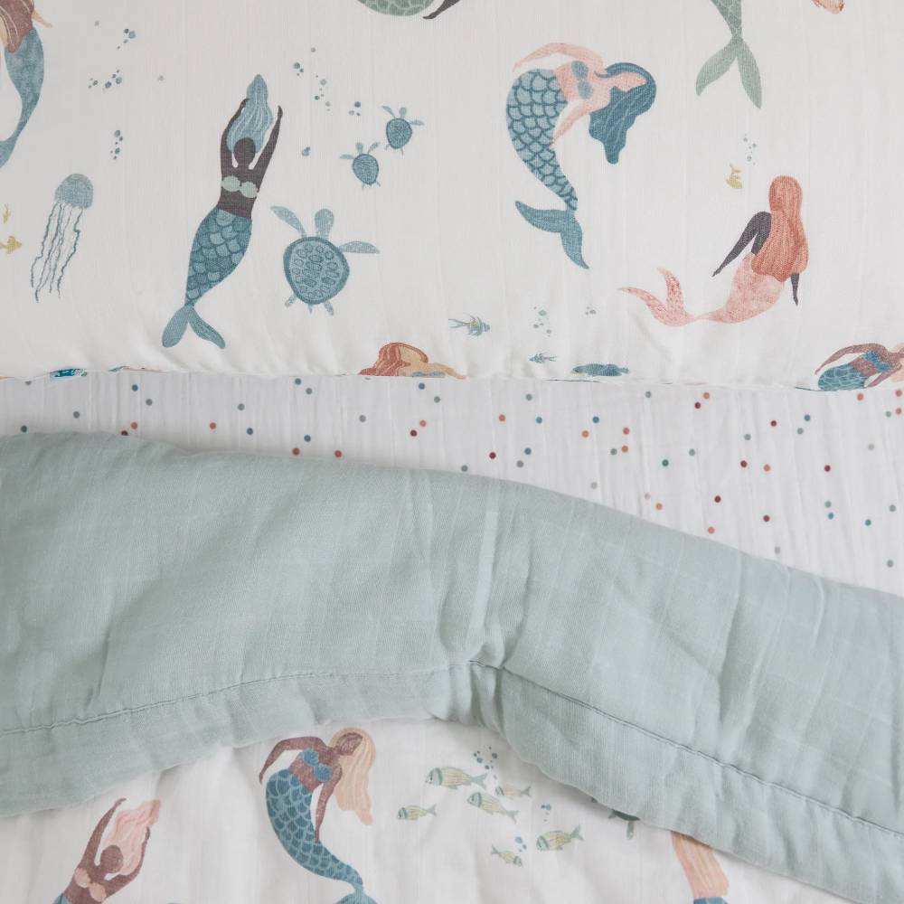 Muslin Cot Bedding Set - Mermaid Party