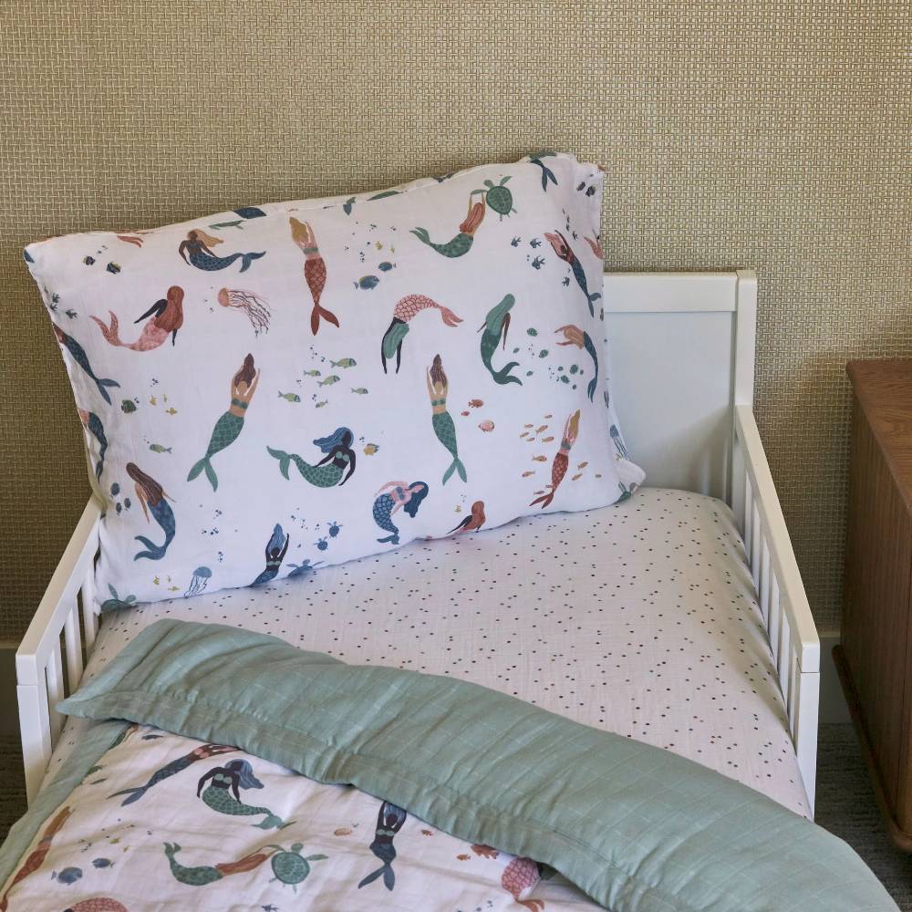 Muslin Cot Bedding Set - Mermaid Party