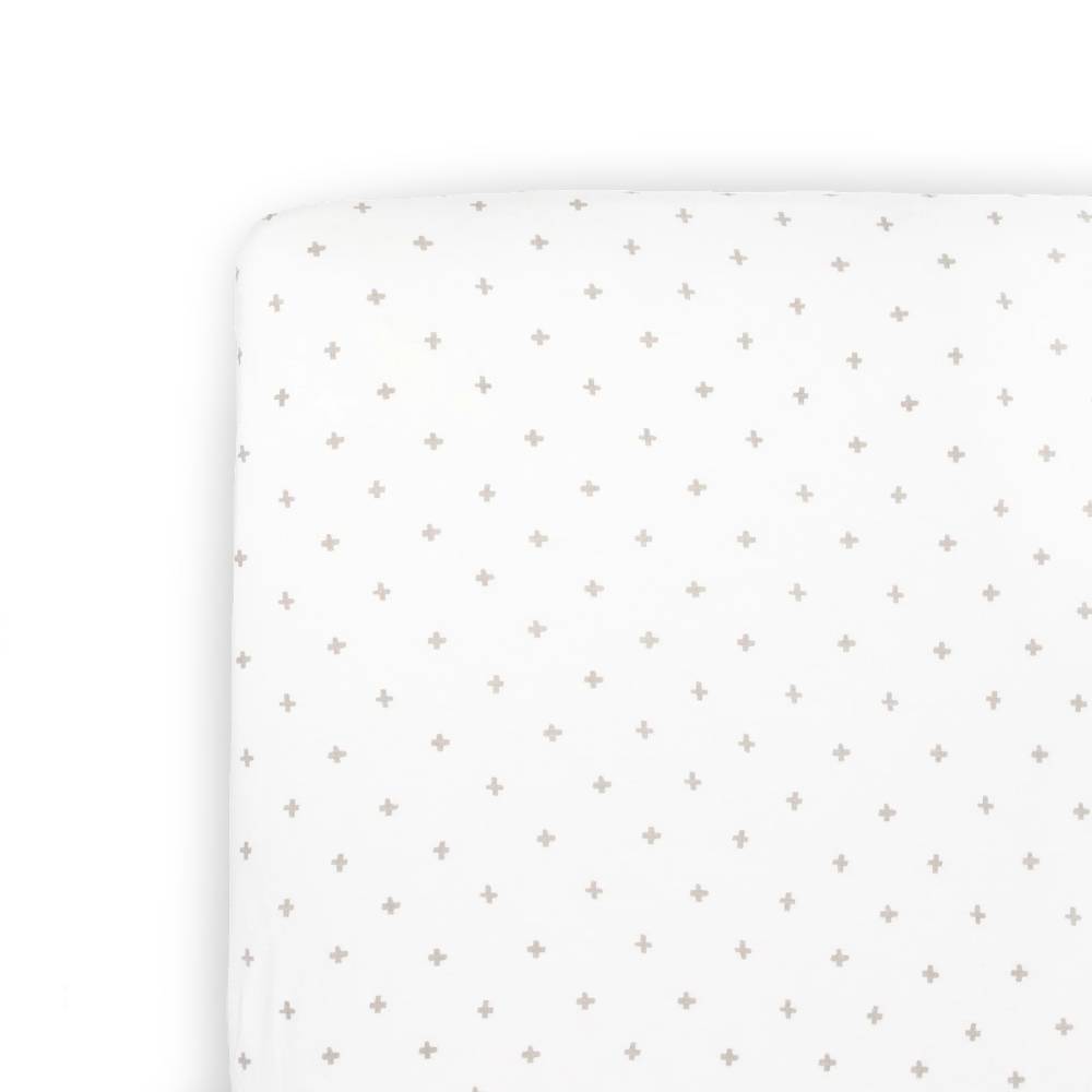 Stretch Knit Fitted Cot Sheet - Grey Cross