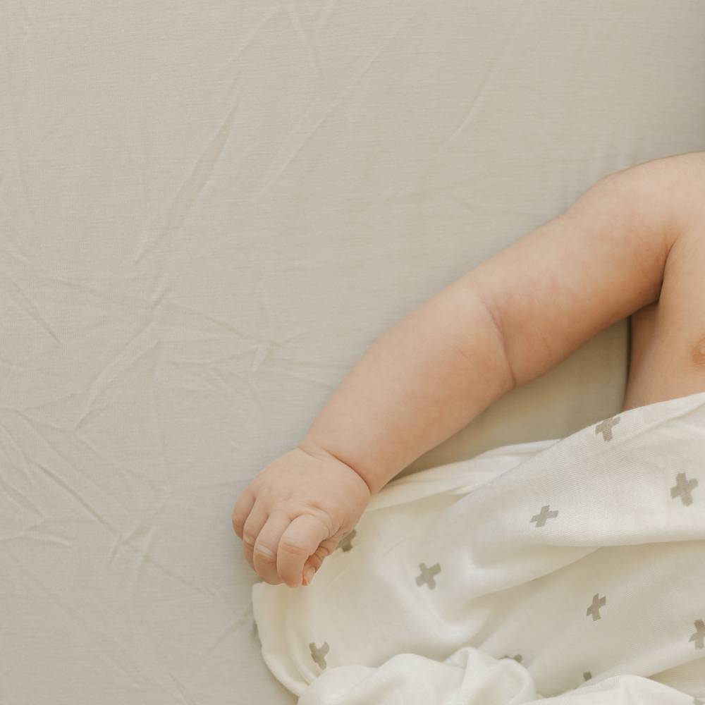 Stretch Knit Fitted Cot Sheet - Pebble