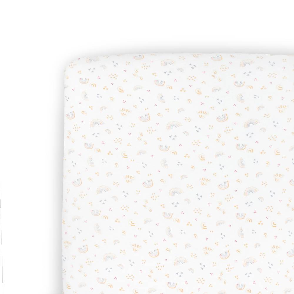 Stretch Knit Fitted Cot Sheet - Rainbows
