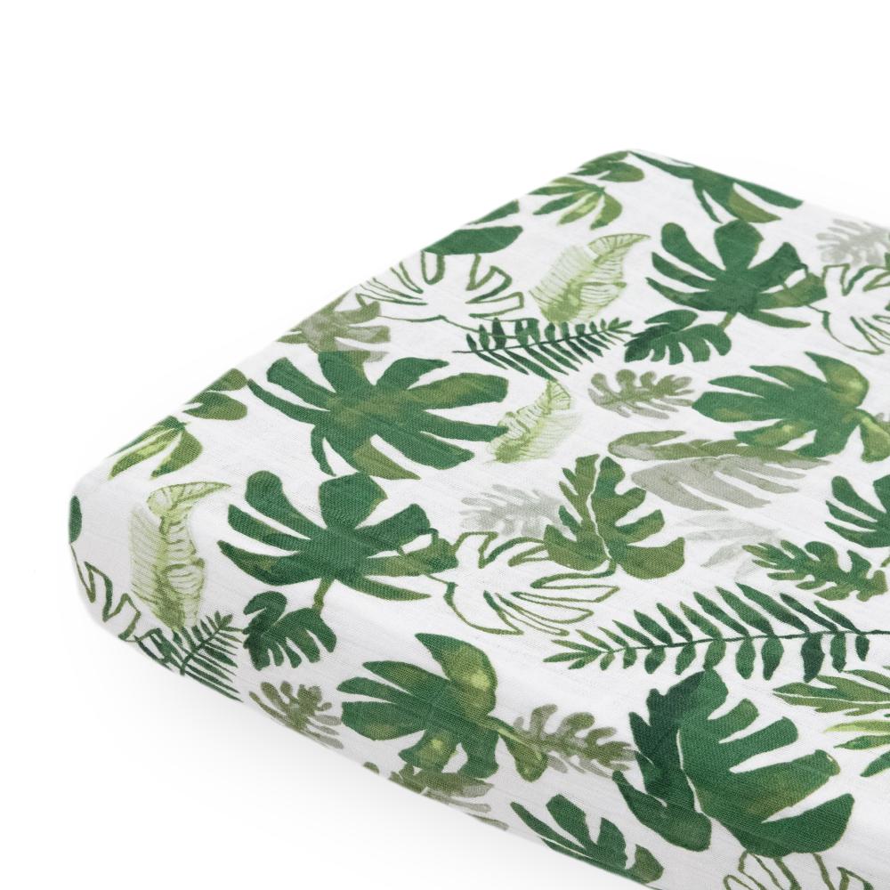 Muslin Changing Pad Cover / Bassinet Sheet - Tropical Leaf
