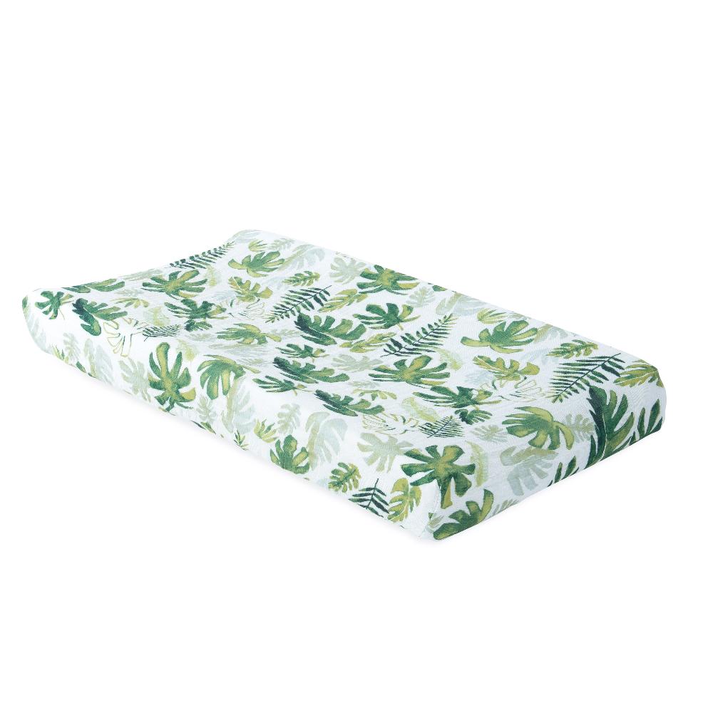 Muslin Changing Pad Cover / Bassinet Sheet - Tropical Leaf