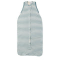 Striped Woolbabe all seasons baby sleeping bag on a white background