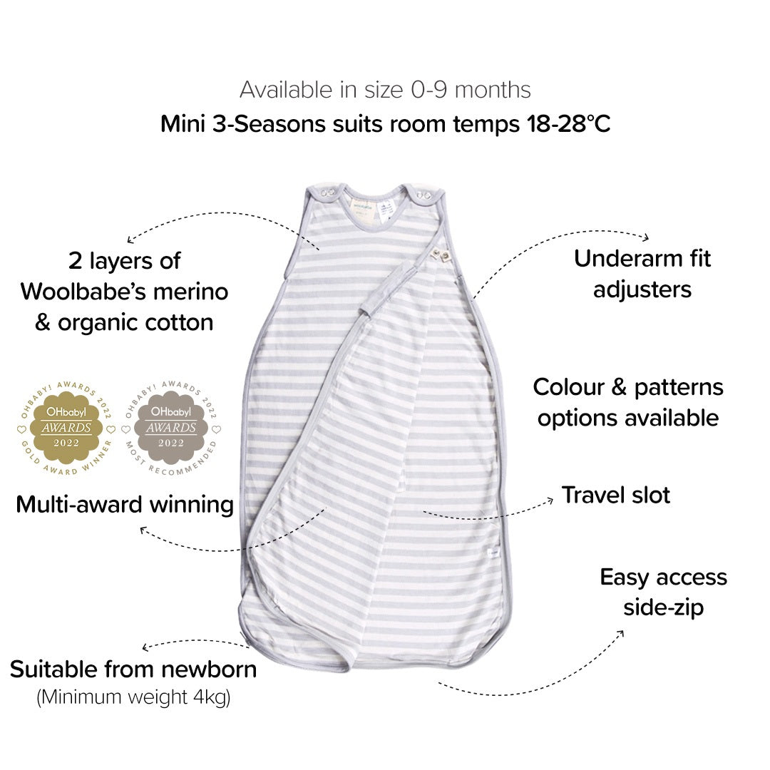 3 Seasons Side Zip Sleeping Bag - Pebble