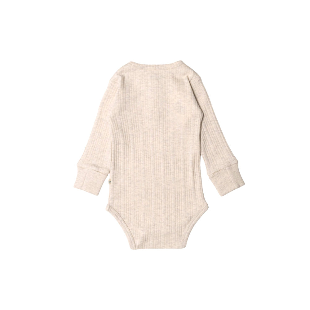 Long Sleeve Henley Bodysuit - Natural Marl