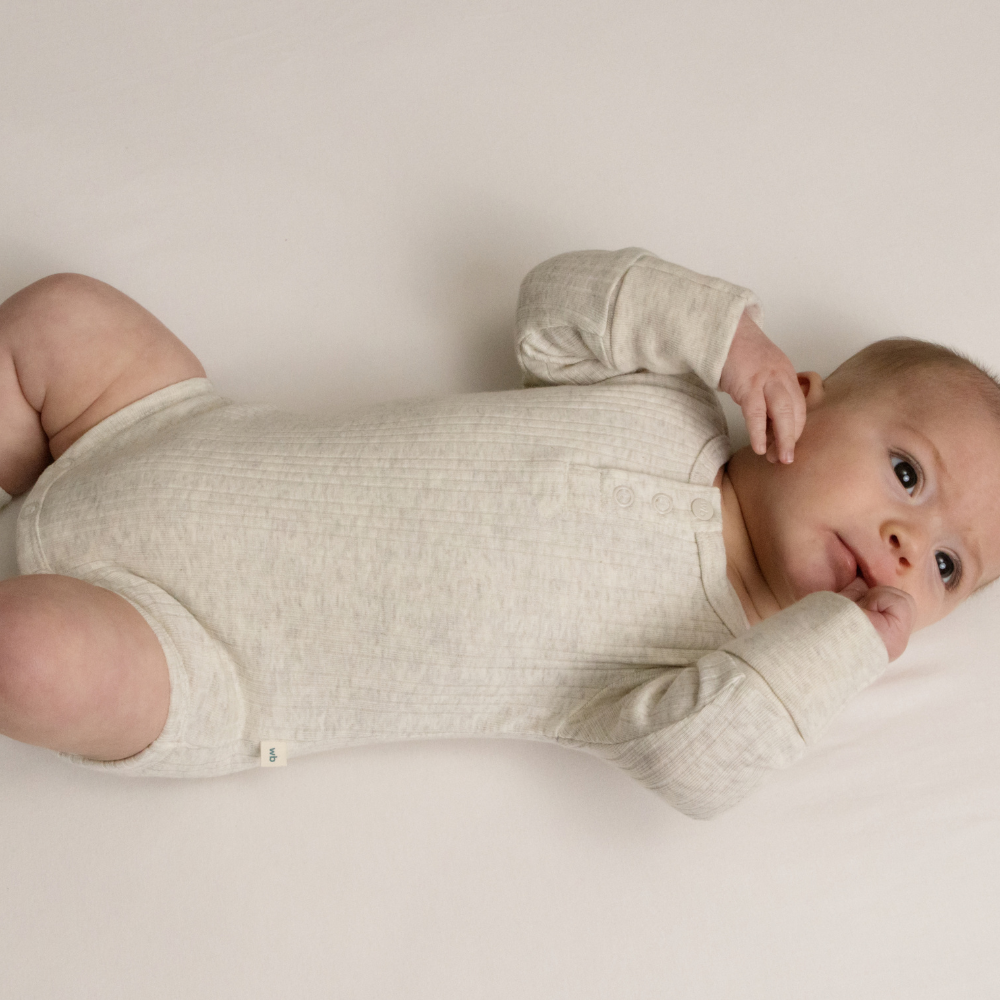 Long Sleeve Henley Bodysuit - Natural Marl