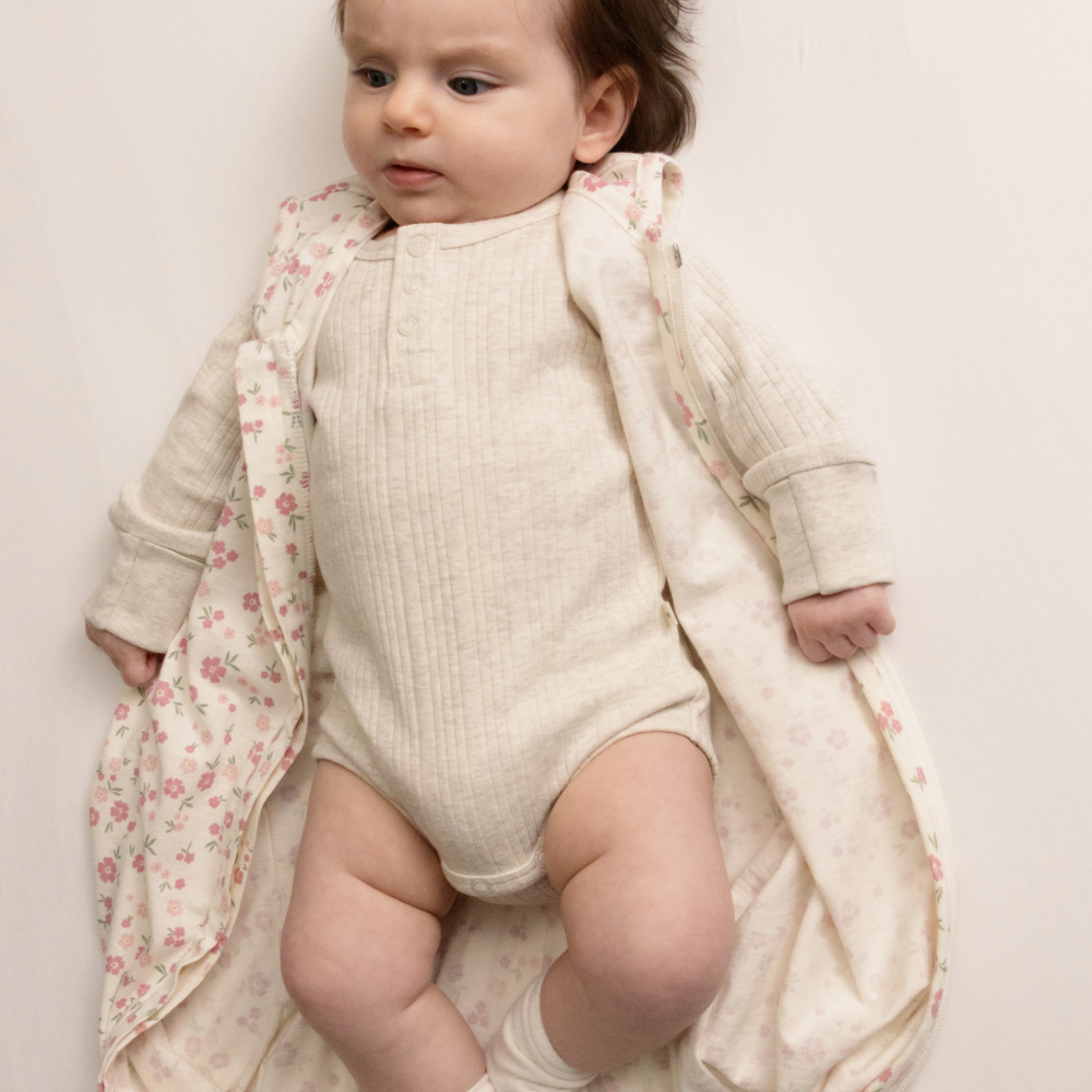 Long Sleeve Henley Bodysuit - Natural Marl