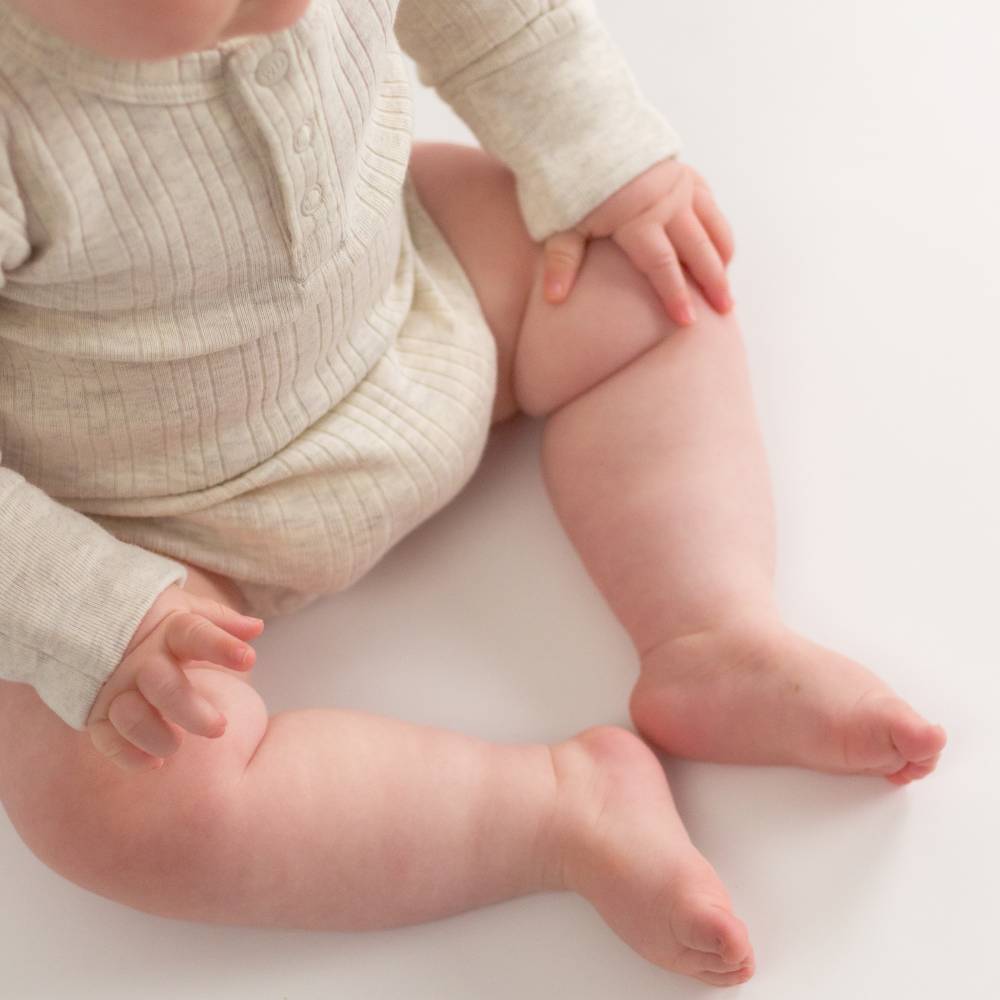 Long Sleeve Henley Bodysuit - Flax Marl