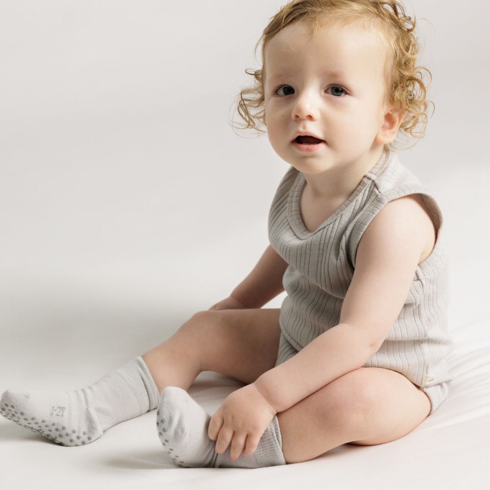 Merino Cotton Singletsuit - Pebble Marl