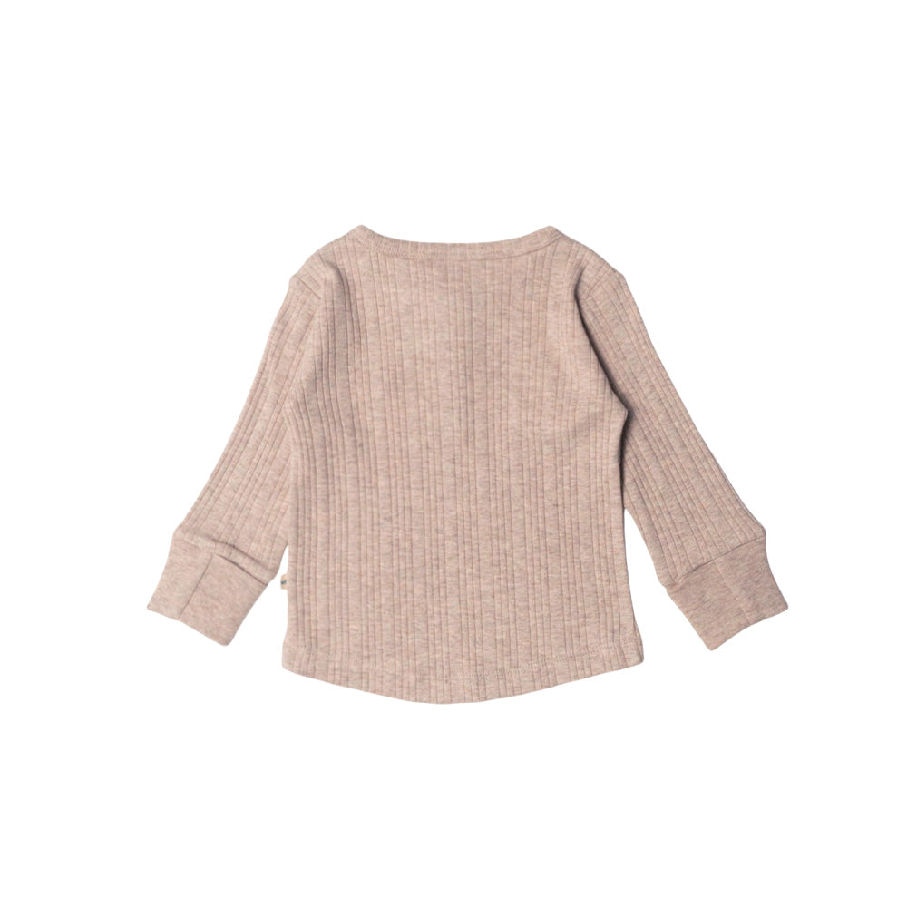 Merino Cotton Henley Top - Dune Marl