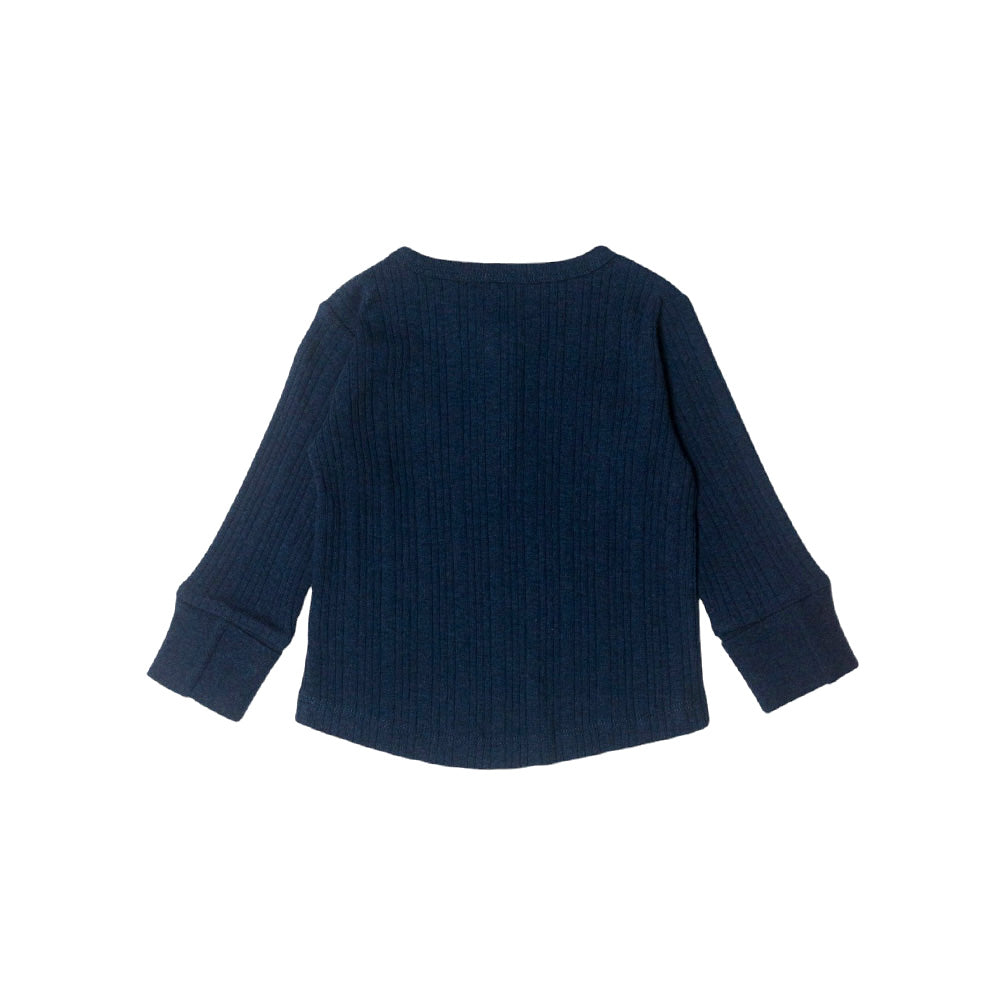 Merino Cotton Henley Top - Tekapo Marl