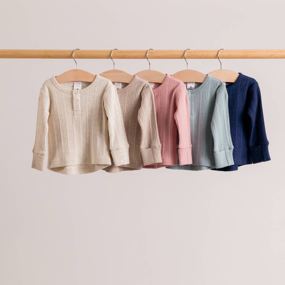 Merino Cotton Henley Top - Dune Marl