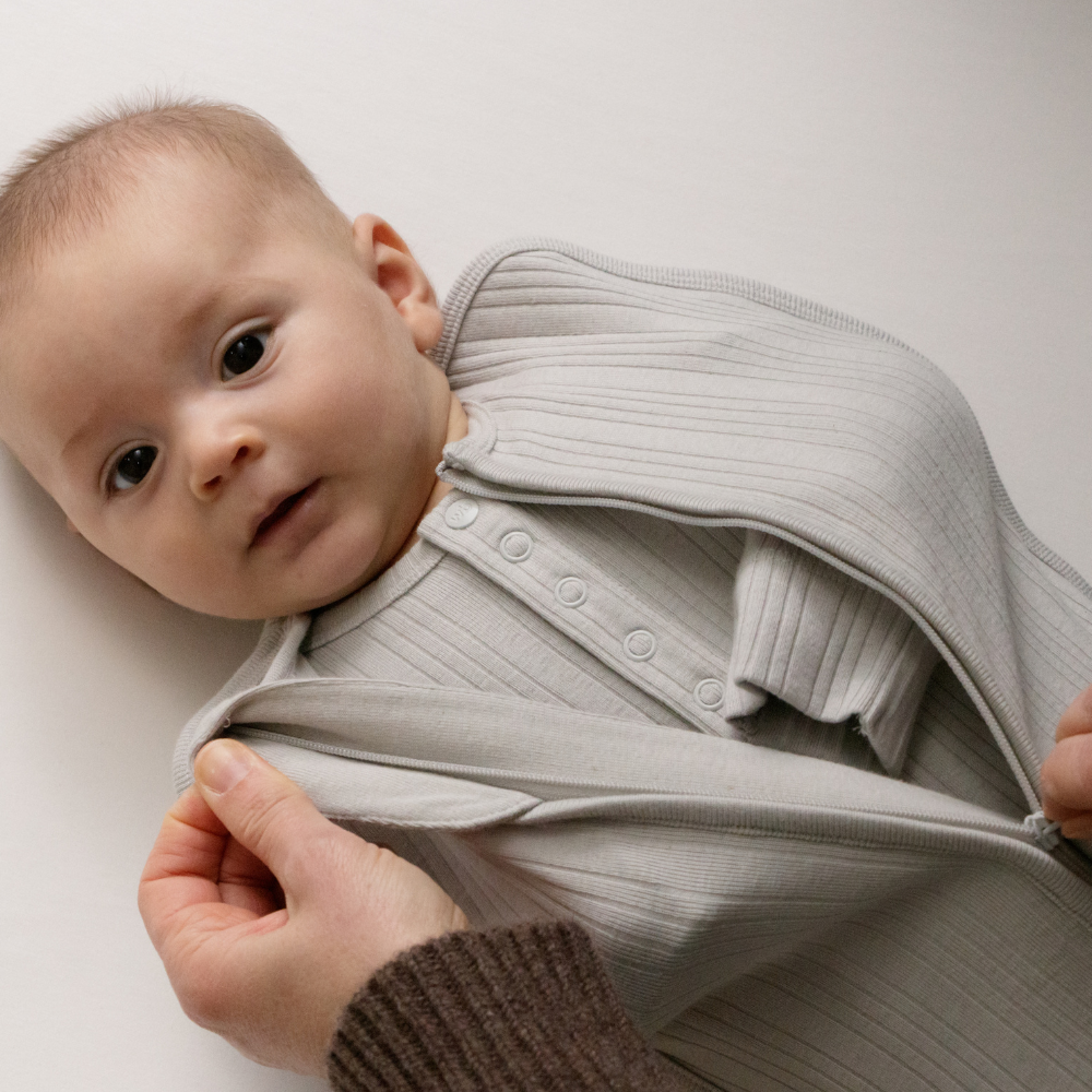 Merino Cotton Zip Swaddle - Pebble Marl