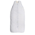 Striped sleeveless merino sleeping bag on a white background