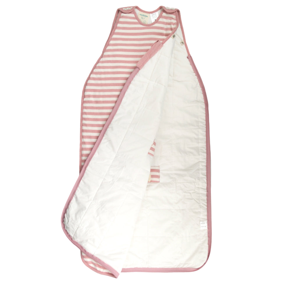 Baby swaddle with pink and white stripes on a white background