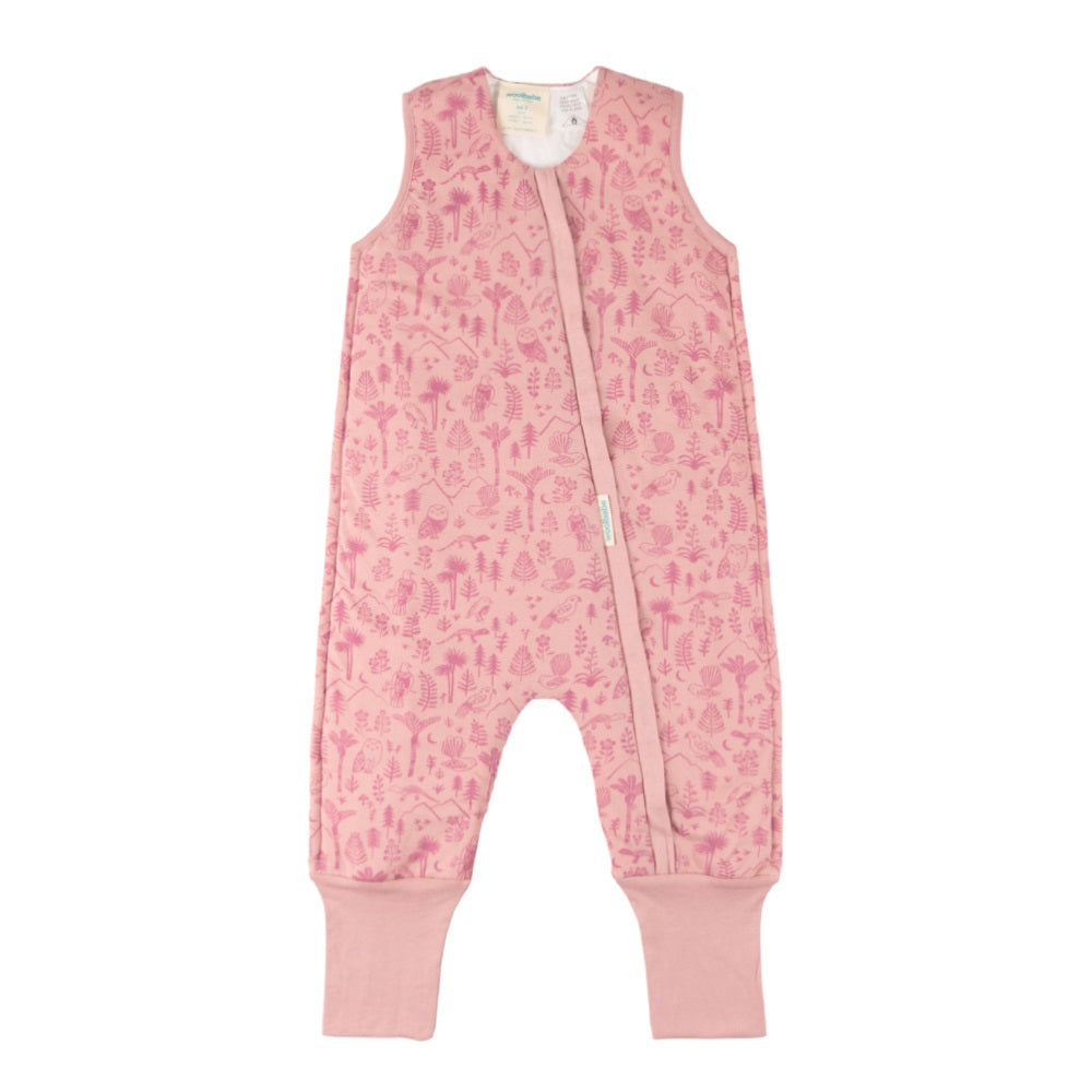Pinkwinter toddler sleepsuit with floral pattern on a white background