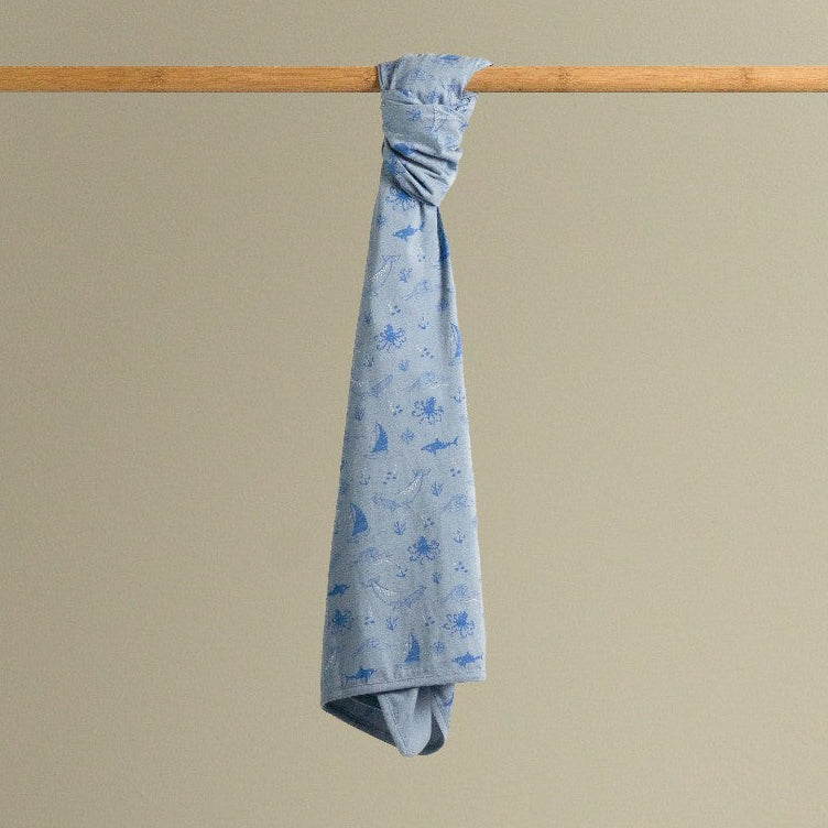 Merino Cotton Swaddle Blanket - Glacier Sail Away