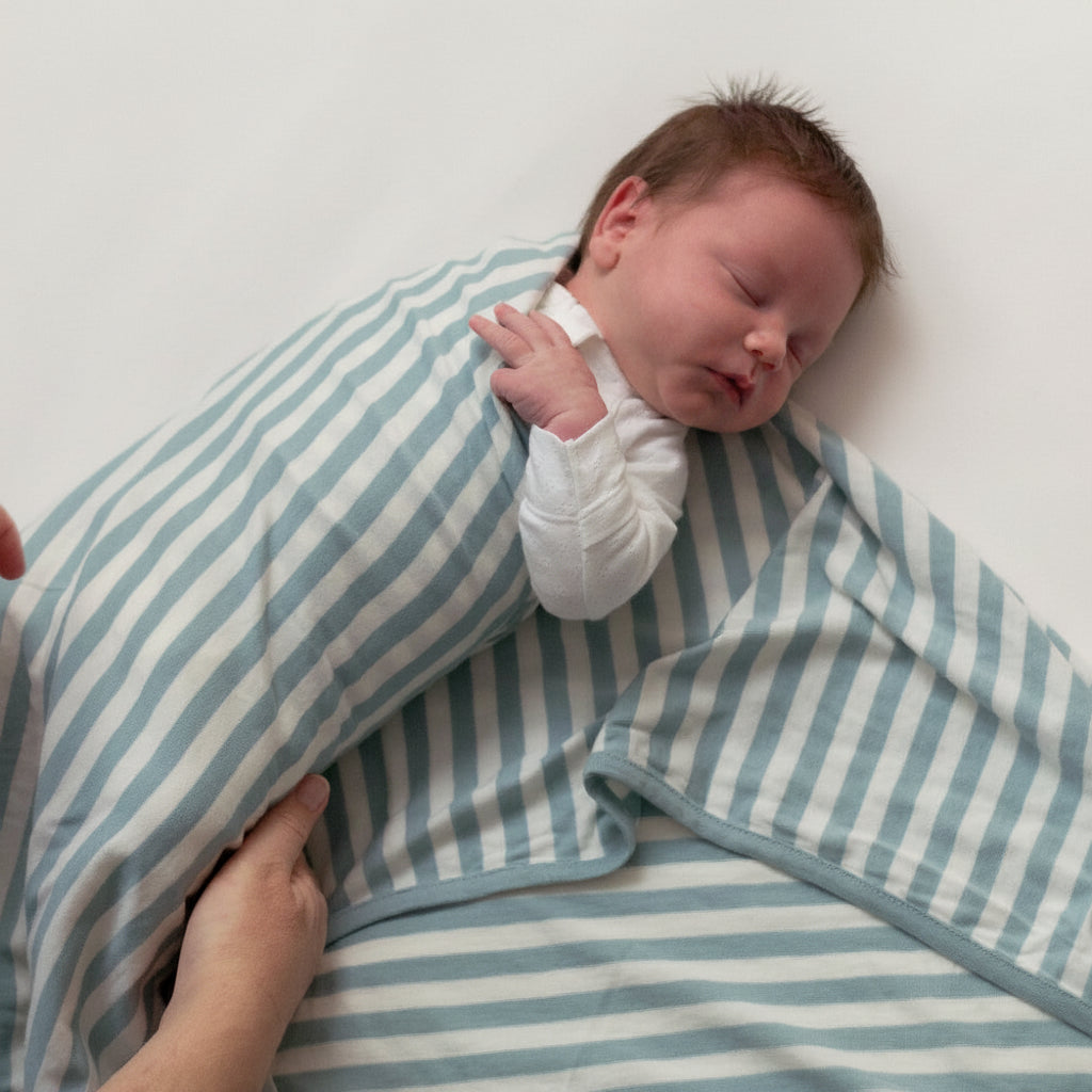 Merino Cotton Swaddle Blanket - Tide