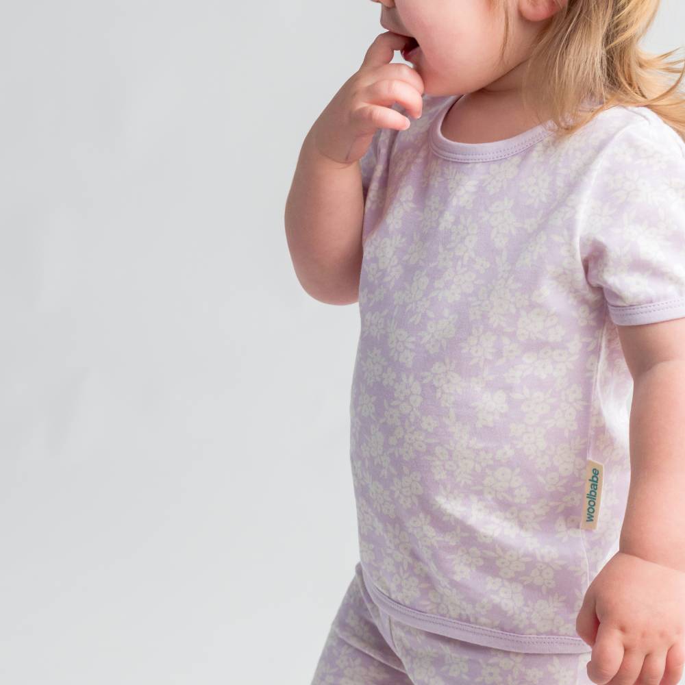 Merino Cotton Summer Pyjamas - Mauve Manuka