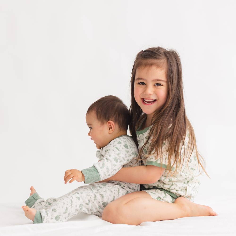 Merino Cotton Summer Pyjamas - Sage Bugs